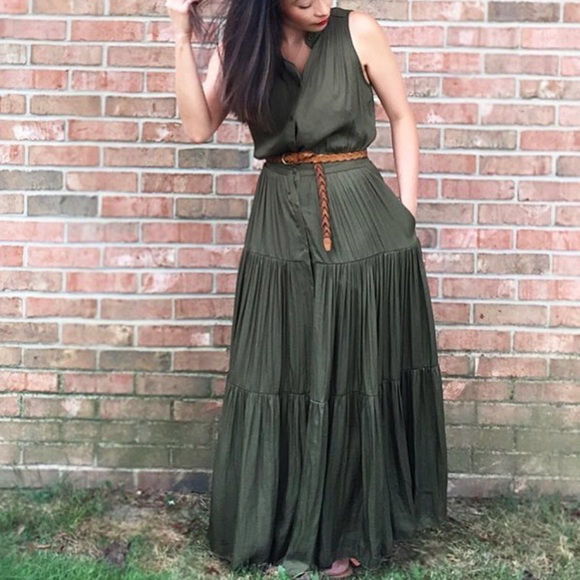 banana republic olive green dress